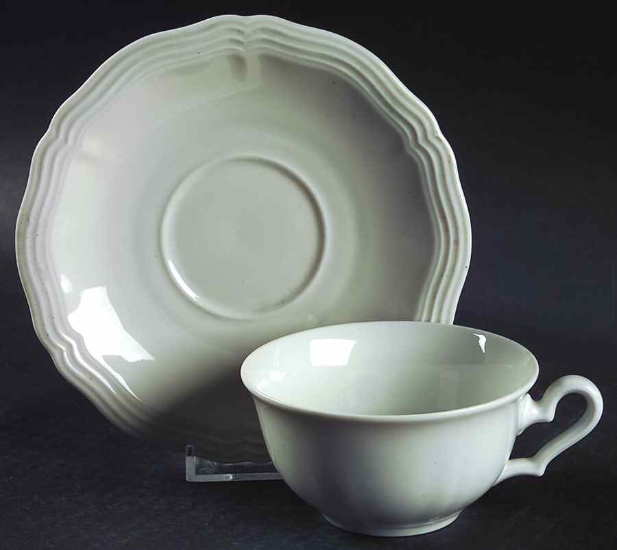 Chippendale All White Footed Cup & Saucer Set by Rosenthal - Continental-1