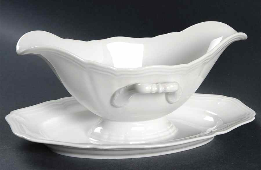 Chippendale All White Gravy Boat with Attached Underplate by Rosenthal - Continental-1