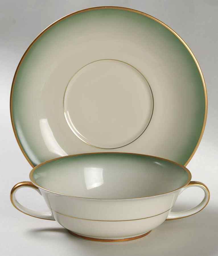 Chrysopras Footed Cream Soup Bowl & Saucer Set by Rosenthal - Continental-1