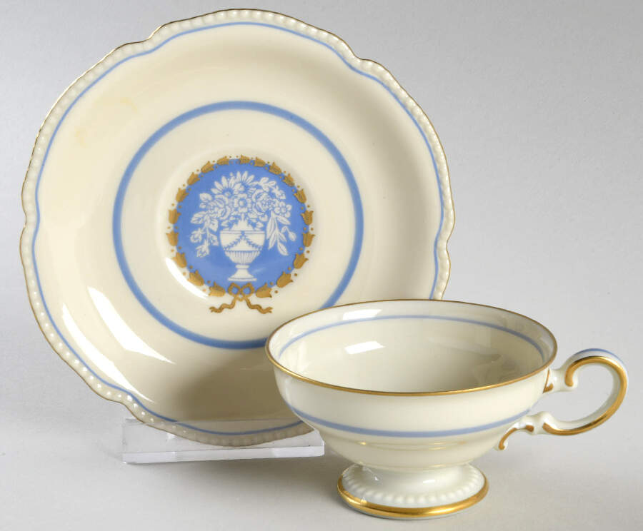 Classic (Light Blue Center with Vase) Demitasse Cup & Saucer Set by Rosenthal - Continental-1