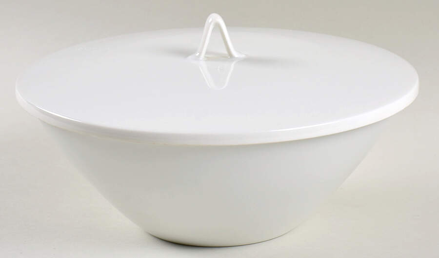 Classic Modern White Round Covered Vegetable-Uses RV7 As Base by Rosenthal - Continental-1