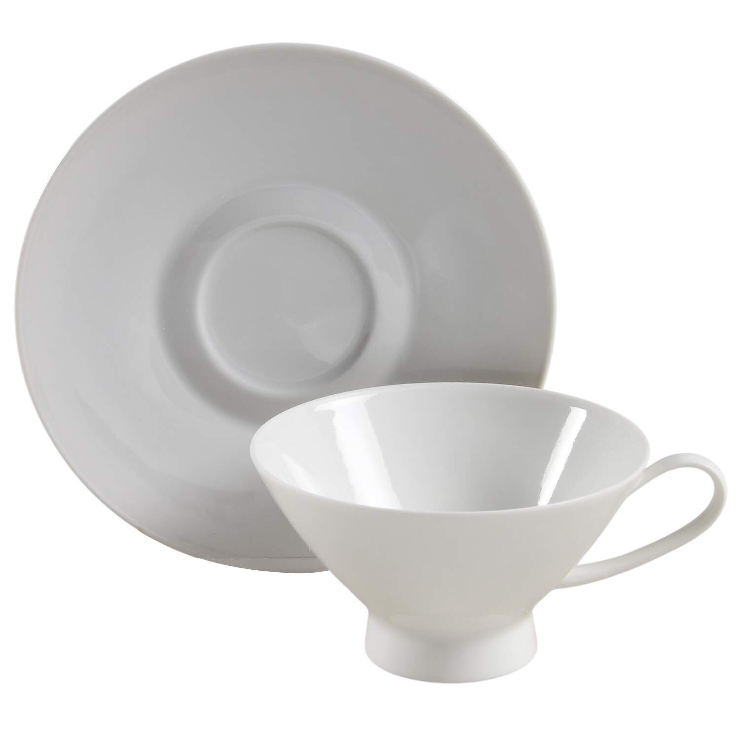 Classic Modern White Footed Cup & Saucer Set by Rosenthal - Continental-1