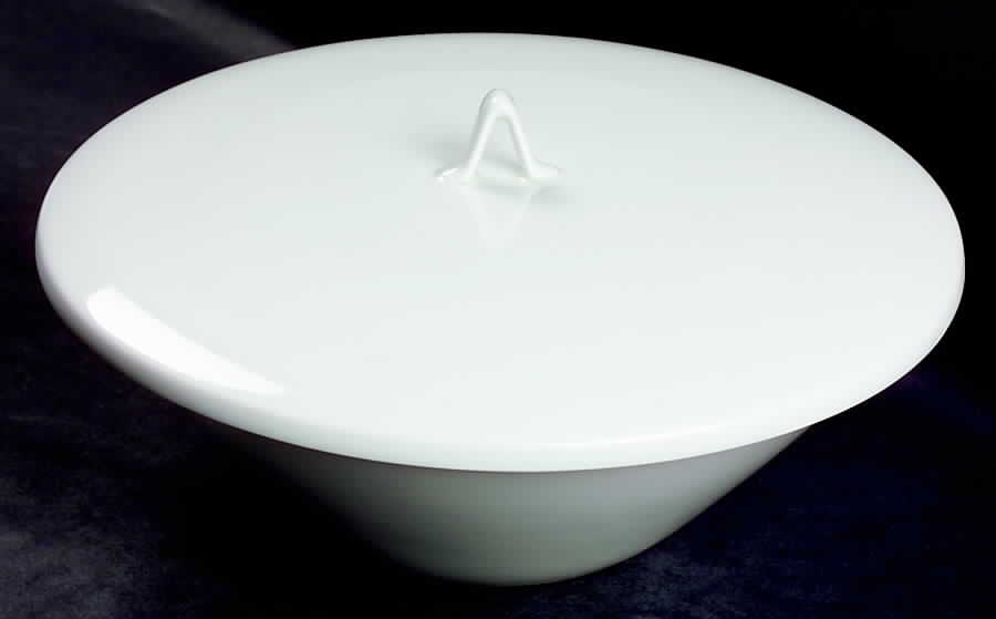 Classic Modern White Round Covered Vegetable-Uses RV9 as Base+CVLRV9 by Rosenthal - Continental-1
