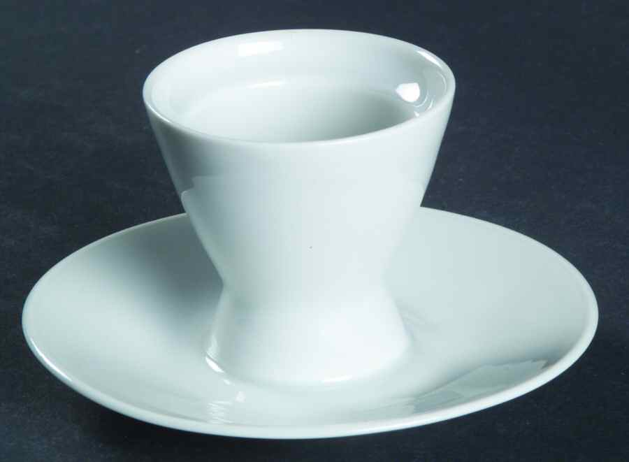 Classic Modern White Egg Cup with Attached Underplate by Rosenthal - Continental-1