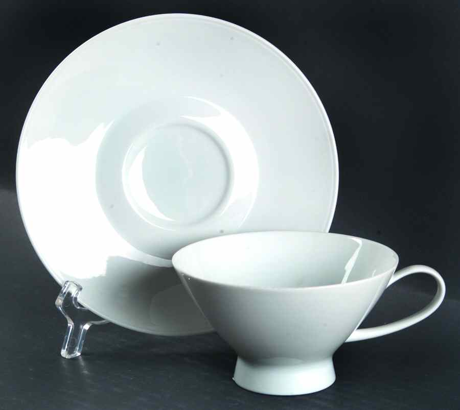 Classic Modern White Footed Cup & Saucer Set by Rosenthal - Continental-1