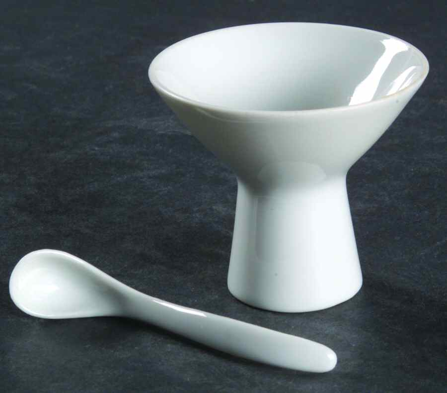 Classic Modern White Individual Salt Dip & Spoon by Rosenthal - Continental-1