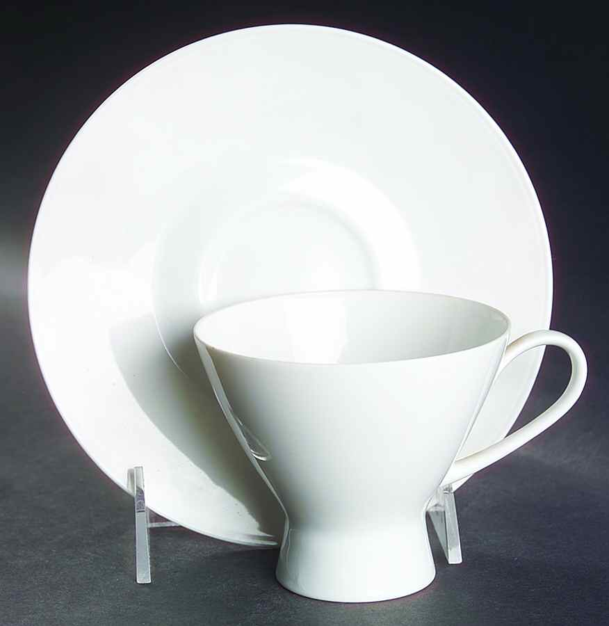 Classic Modern White Footed Cup & Saucer Set by Rosenthal - Continental-1