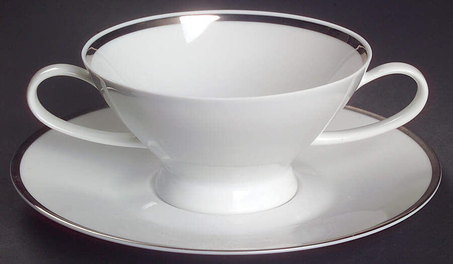 Classic Platinum (Older) Footed Cream Soup Bowl & Saucer Set by Rosenthal - Continental-1