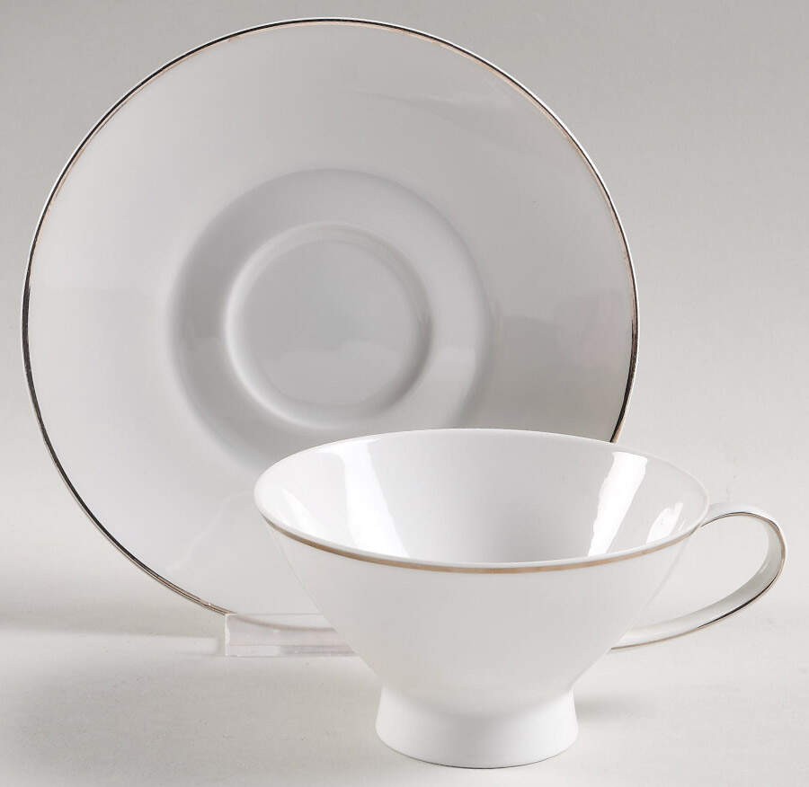 Classic Platinum (Newer) Footed Cup & Saucer Set by Rosenthal - Continental-1