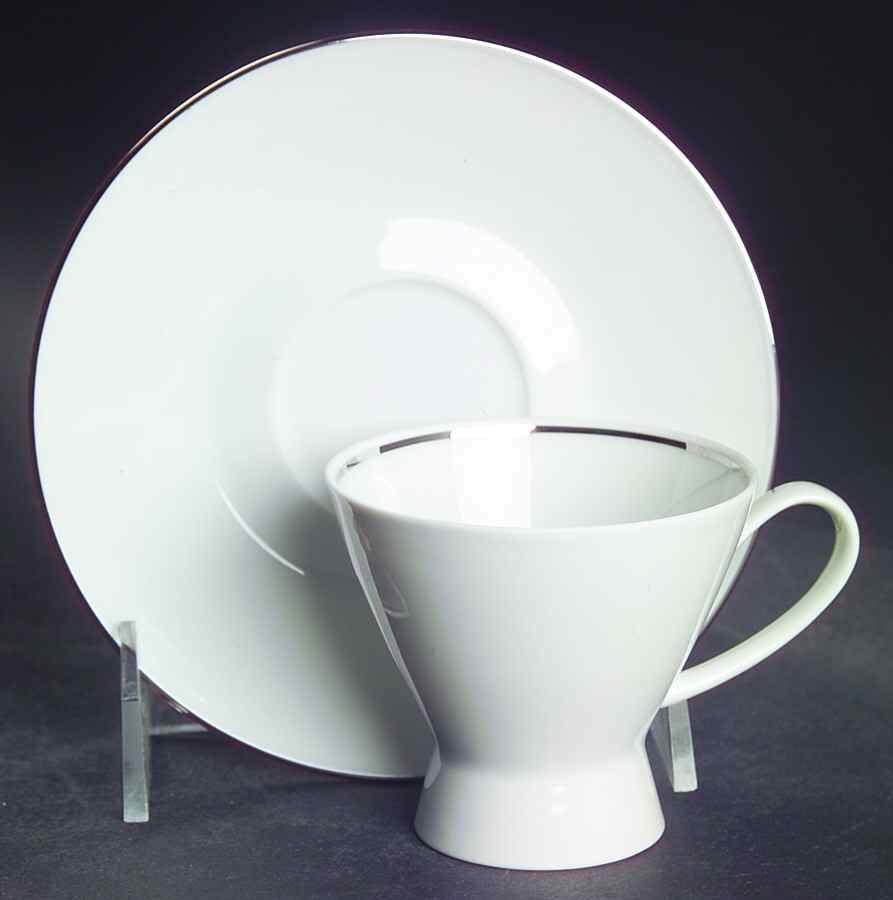 Classic Platinum (Newer) Footed Cup & Saucer Set by Rosenthal - Continental-1