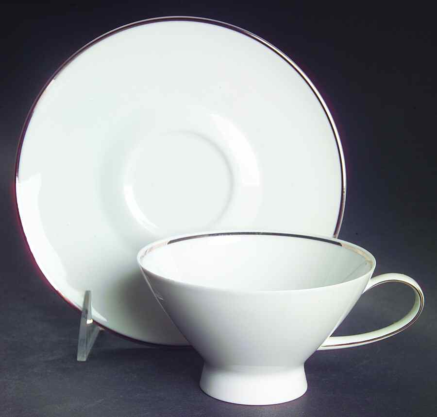 Classic Platinum (Newer) Footed Cup & Saucer Set by Rosenthal - Continental-1