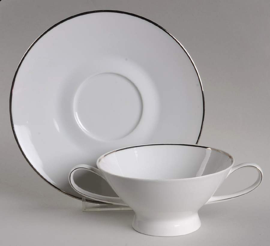 Classic Platinum (Newer) Footed Cream Soup Bowl & Saucer Set by Rosenthal - Continental-1