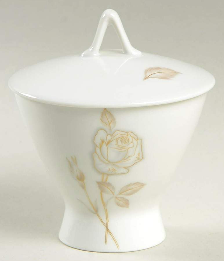 Classic Rose (White Rose, Brown Leaves) Sugar Bowl & Lid by Rosenthal - Continental-1