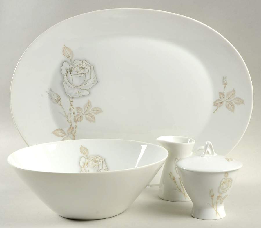 Classic Rose (White Rose, Brown Leaves) 5 Piece Hostess Set by Rosenthal - Continental-1