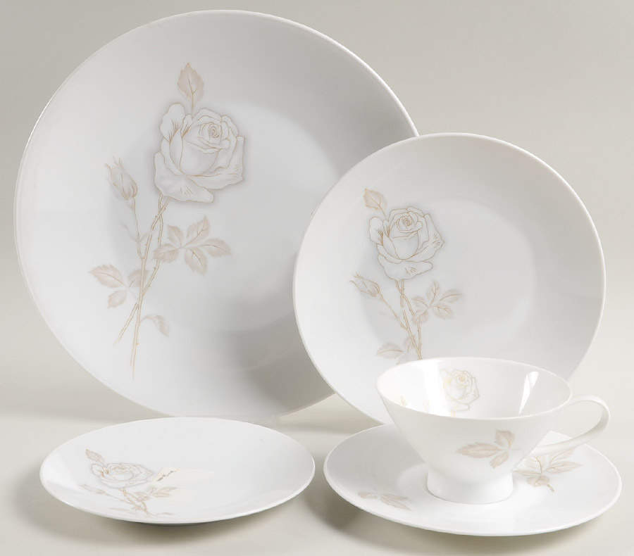 Classic Rose (White Rose, Brown Leaves) 5 Piece Place Setting by Rosenthal - Continental-1