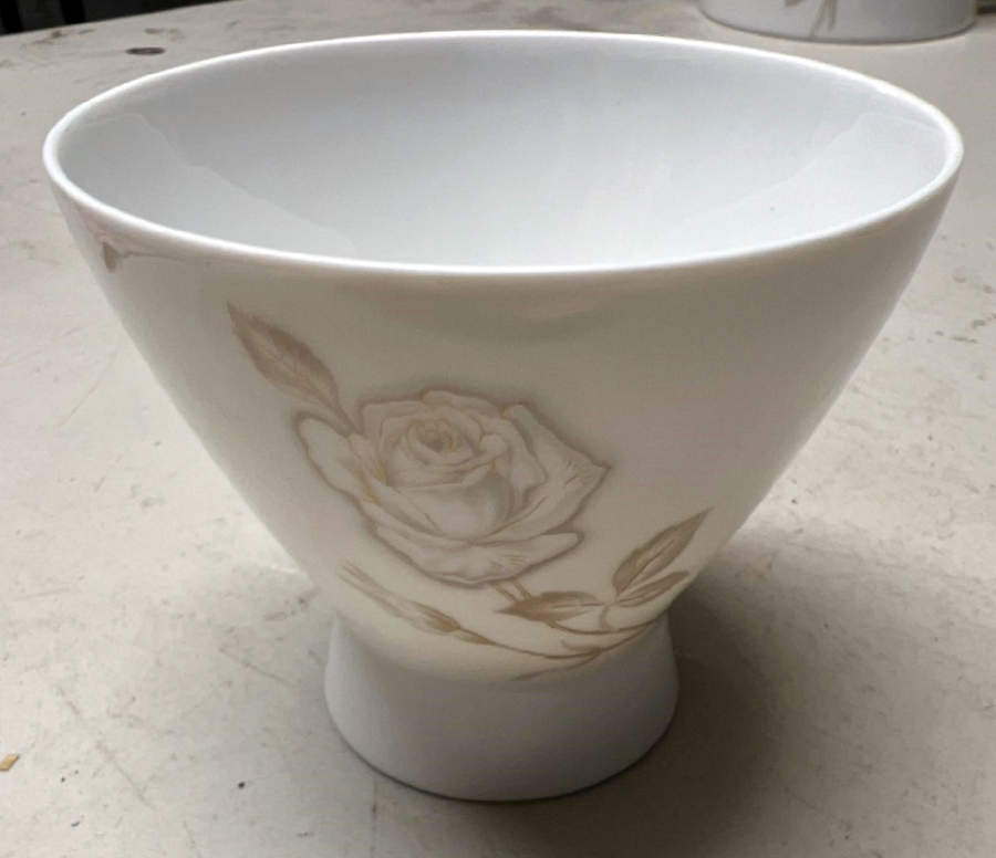 Classic Rose (White Rose, Brown Leaves) Sugar Bowl No Lid by Rosenthal - Continental-1