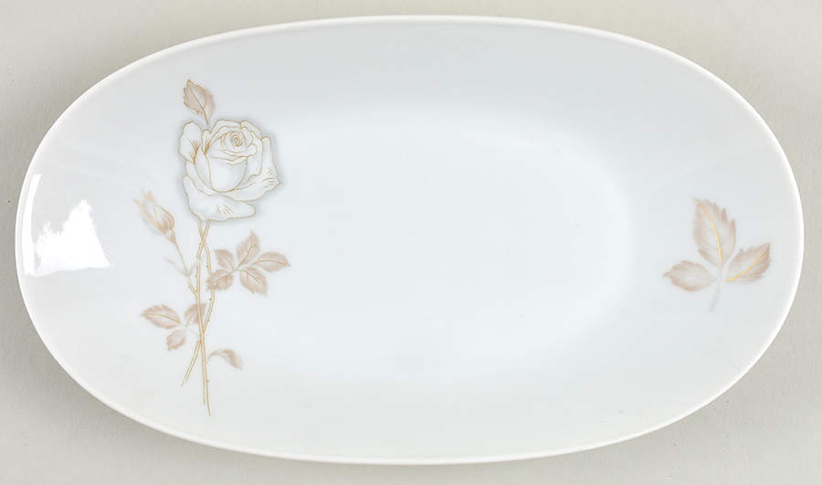 Classic Rose (White Rose, Brown Leaves) Relish by Rosenthal - Continental-1