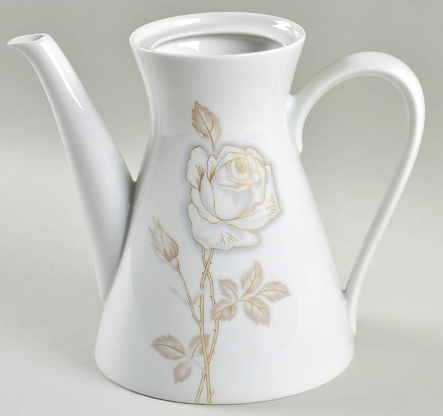Classic Rose (White Rose, Brown Leaves) Mini Teapot No Lid by Rosenthal - Continental-1