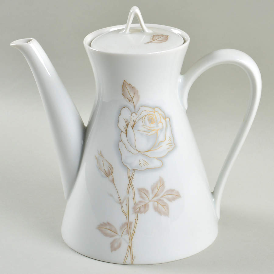 Classic Rose (White Rose, Brown Leaves) Mini Teapot & Lid by Rosenthal - Continental-1