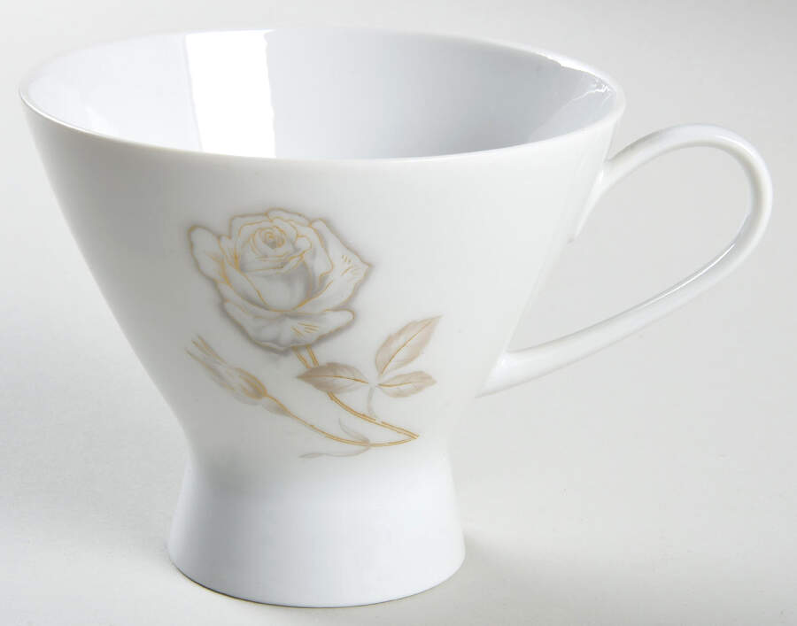 Classic Rose (White Rose, Brown Leaves) Footed Cup by Rosenthal - Continental-1
