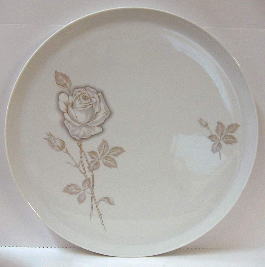 Classic Rose (White Rose, Brown Leaves) 13" Round Tray by Rosenthal - Continental-1