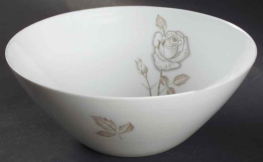 Classic Rose (White Rose, Brown Leaves) 7" Round Vegetable Bowl by Rosenthal - Continental-1