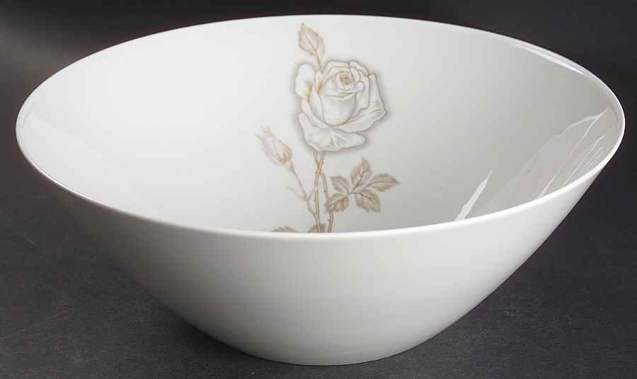 Classic Rose (White Rose, Brown Leaves) 10" Large Salad Serving Bowl by Rosenthal - Continental-1