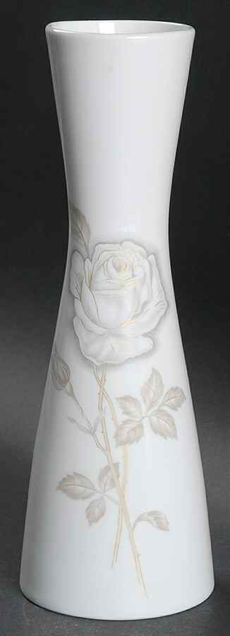 Classic Rose (White Rose, Brown Leaves) 8" Vase by Rosenthal - Continental-1