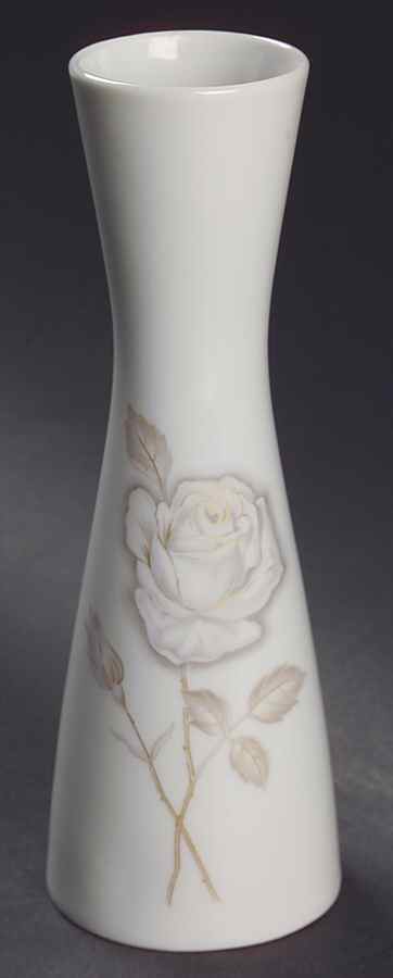 Classic Rose (White Rose, Brown Leaves) 6" Vase by Rosenthal - Continental-1