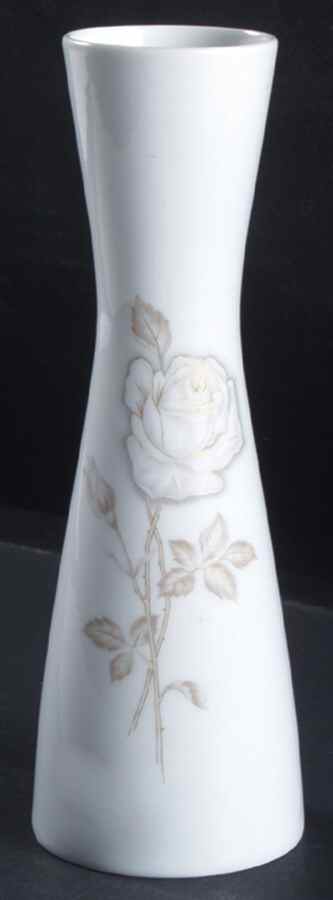 Classic Rose (White Rose, Brown Leaves) 7" Vase by Rosenthal - Continental-1