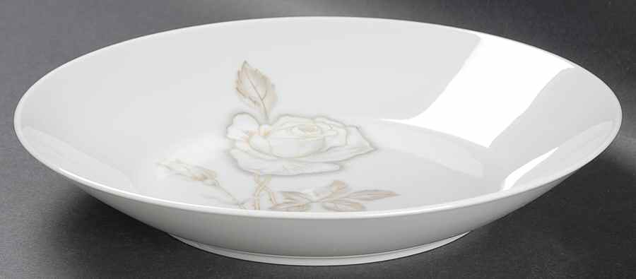 Classic Rose (White Rose, Brown Leaves) Coupe Soup Bowl by Rosenthal - Continental-1