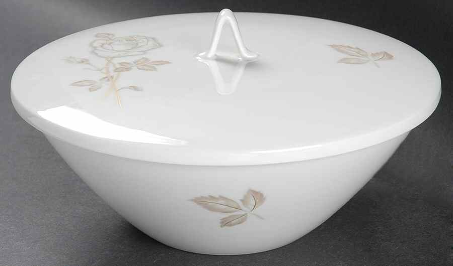 Classic Rose (White Rose, Brown Leaves) Round Covered Vegetable-Uses RV7 As Base by Rosenthal - Continental-1