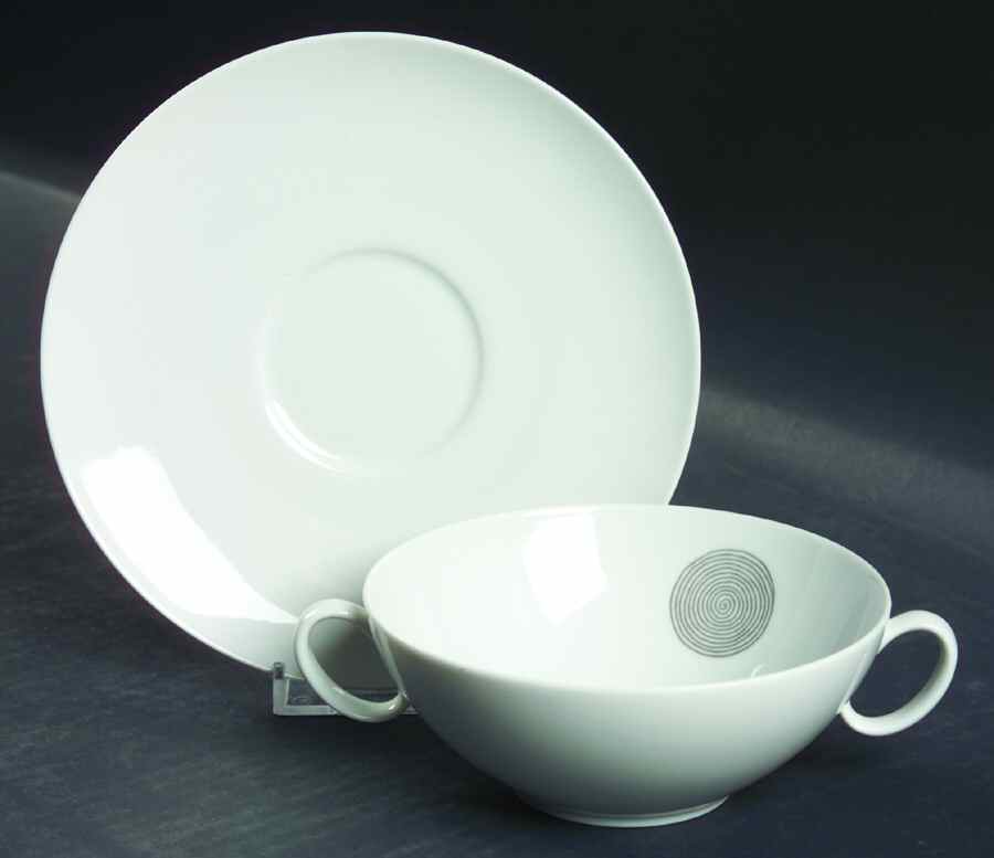 Coins Flat Cream Soup Bowl & Saucer Set by Rosenthal - Continental-1