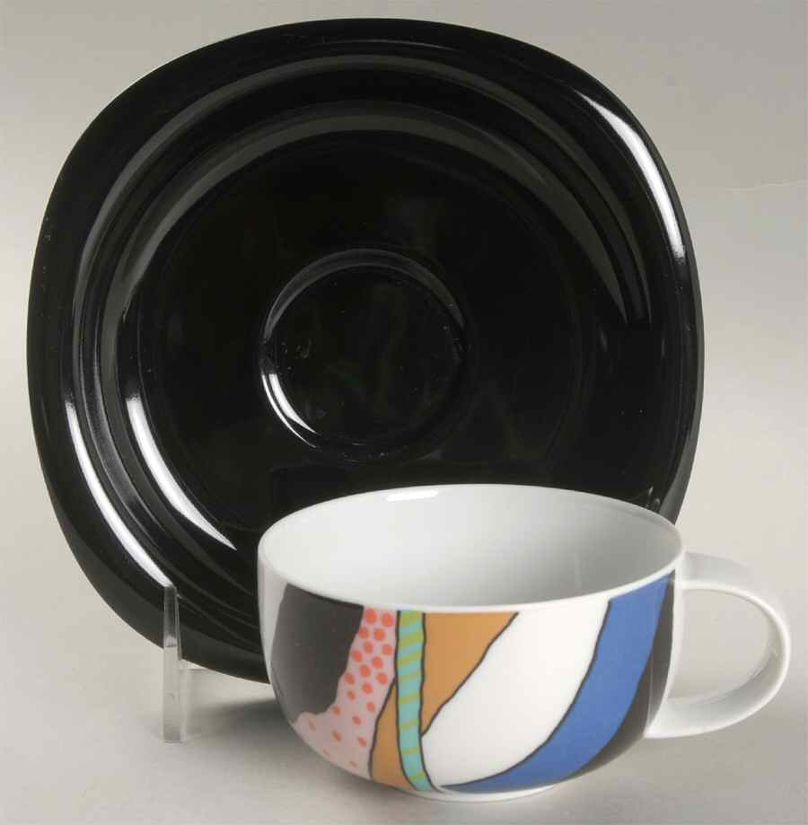 Collage Flat Cup & Saucer Set by Rosenthal - Continental-1