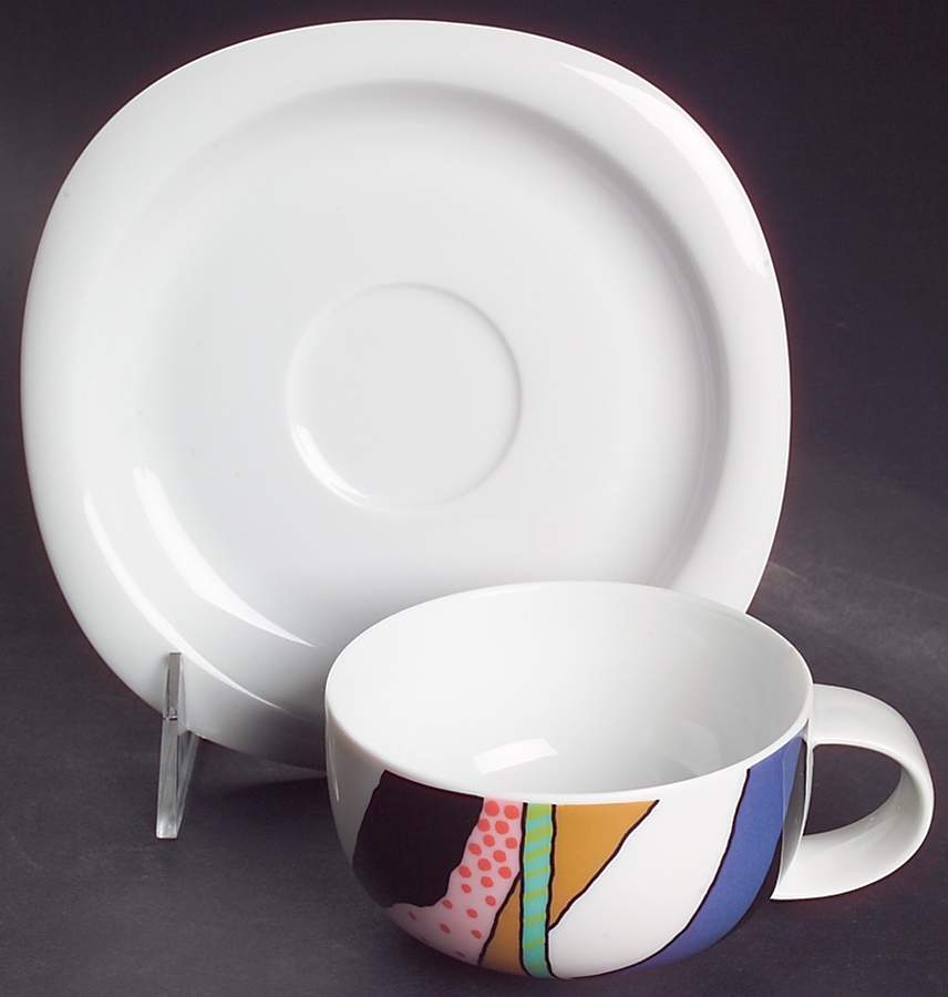 Collage Flat Cup & Saucer Set by Rosenthal - Continental-1