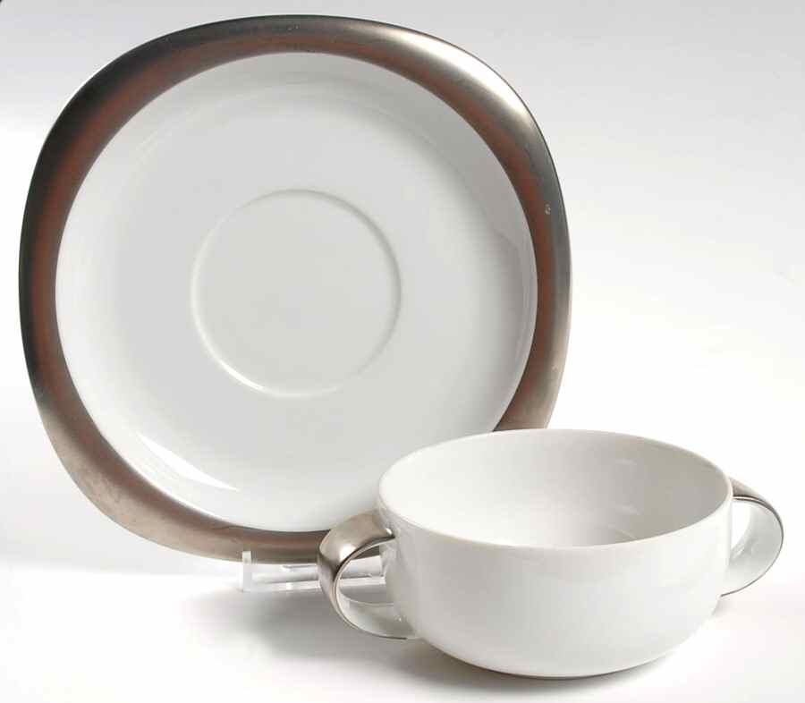 Concept 4 (Suomi) Flat Cream Soup Bowl & Saucer Set by Rosenthal - Continental-1