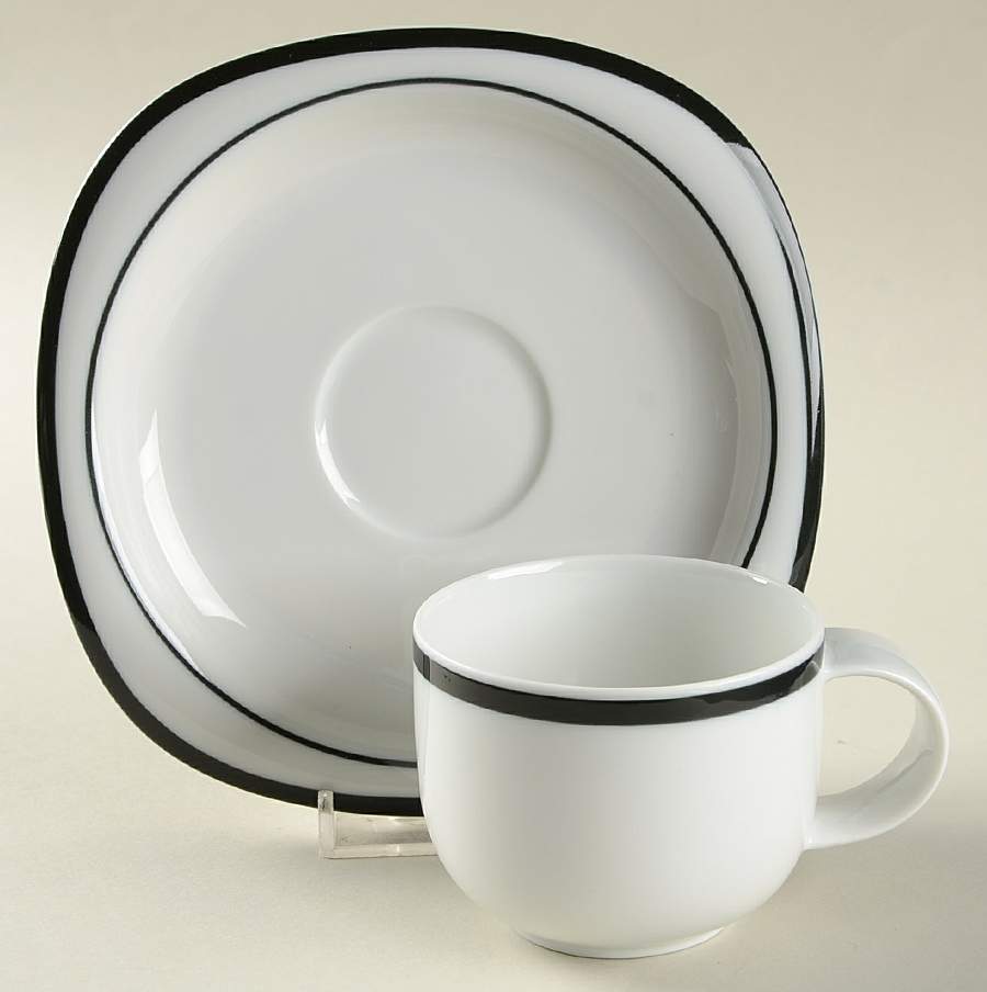 Concept 5 Anthracite Black (Suomi) Flat Cup & Saucer Set by Rosenthal - Continental-1