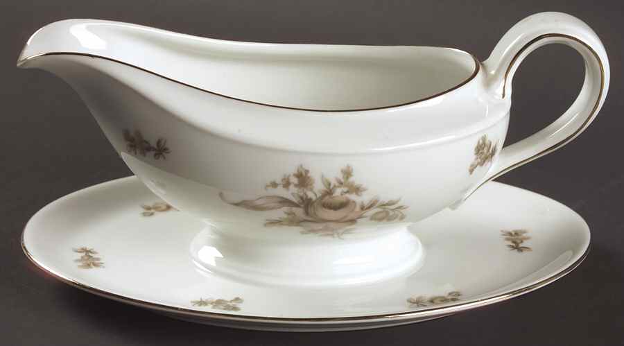 Colonial Rose Gravy Boat with Attached Underplate by Rosenthal - Continental-1