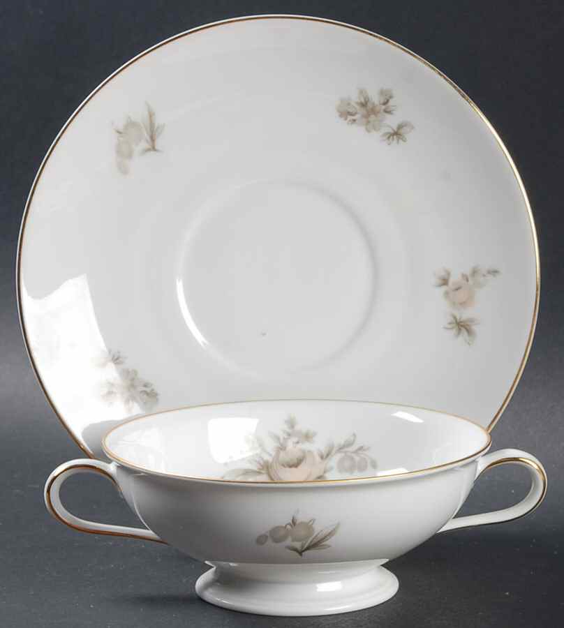 Colonial Rose Footed Cream Soup Bowl & Saucer Set by Rosenthal - Continental-1