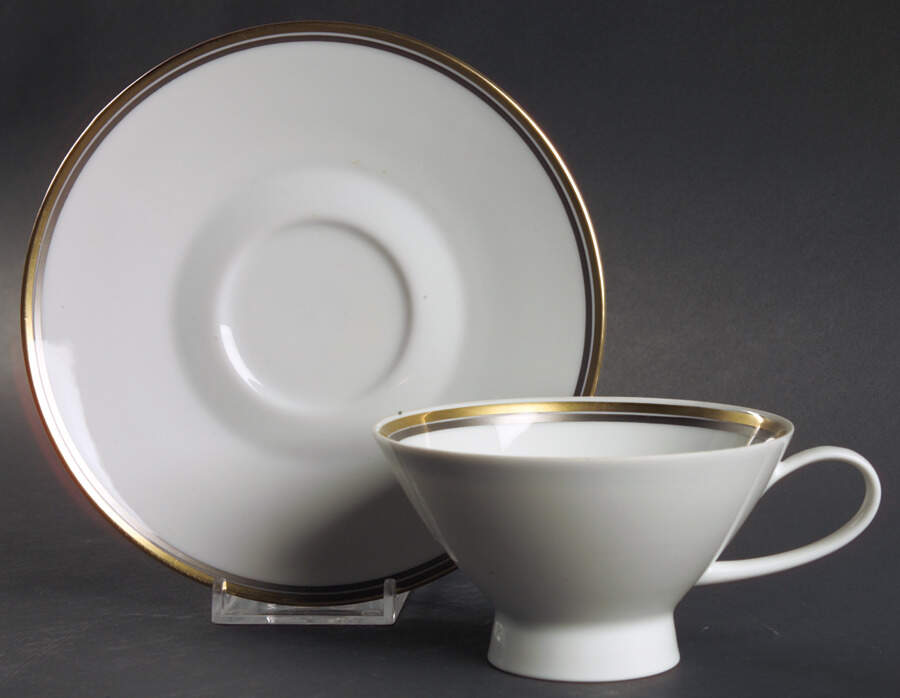 Corinth (Coupe, Gold) Footed Cup & Saucer Set by Rosenthal - Continental-1