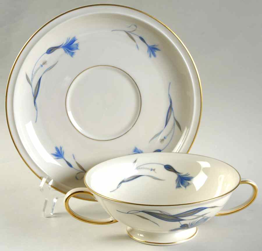 Cornflower (Winifred) Footed Cream Soup Bowl & Saucer Set by Rosenthal - Continental-1