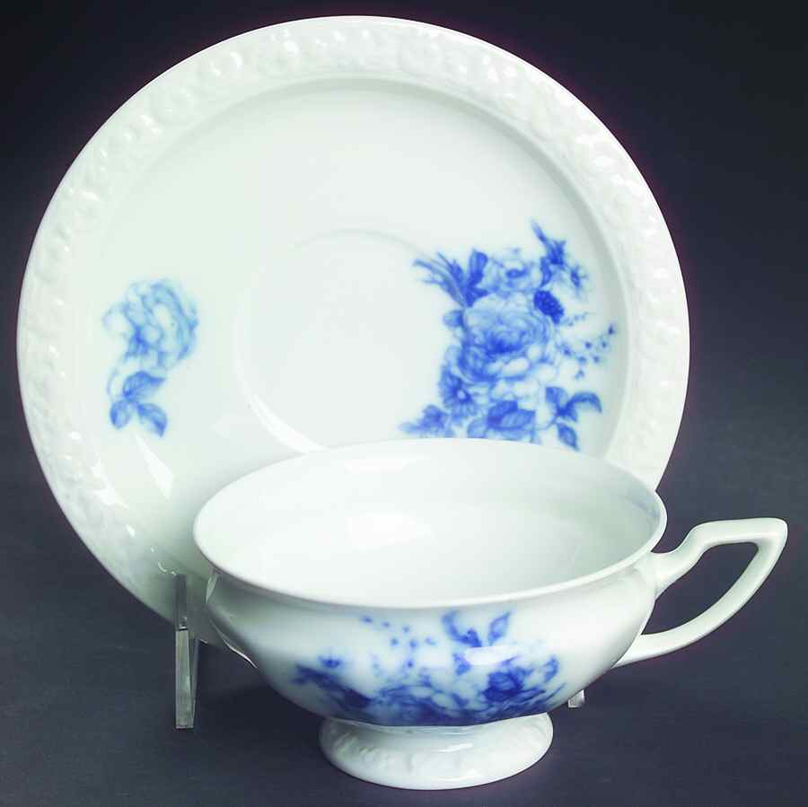 Cobalt Rose Oversized Cup & Saucer Set by Rosenthal - Continental-1