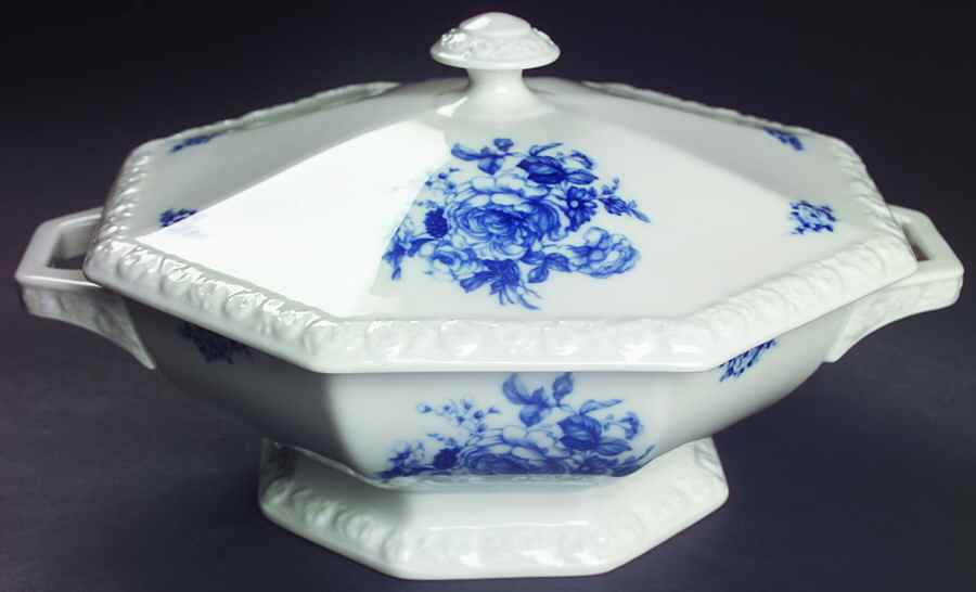 Cobalt Rose Round Covered Vegetable by Rosenthal - Continental-1