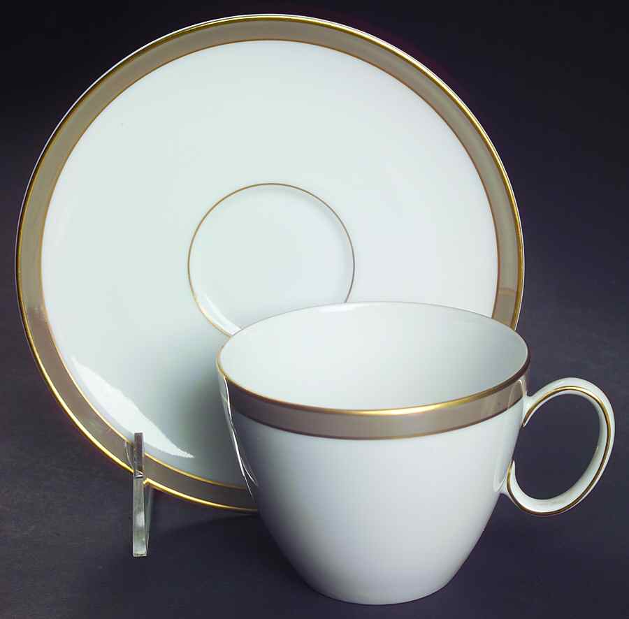 Corona Taupe Flat Cup & Saucer Set by Rosenthal - Continental-1