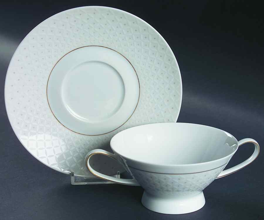 Crown Jewel Footed Cream Soup Bowl & Saucer Set by Rosenthal - Continental-1