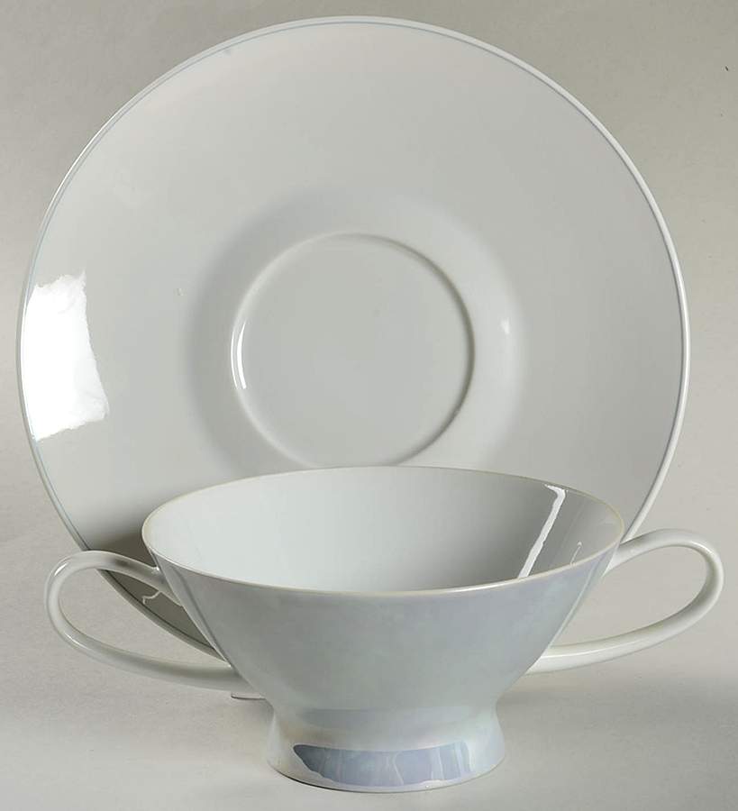 Crystalline Blue Footed Cream Soup Bowl & Saucer Set by Rosenthal - Continental-1