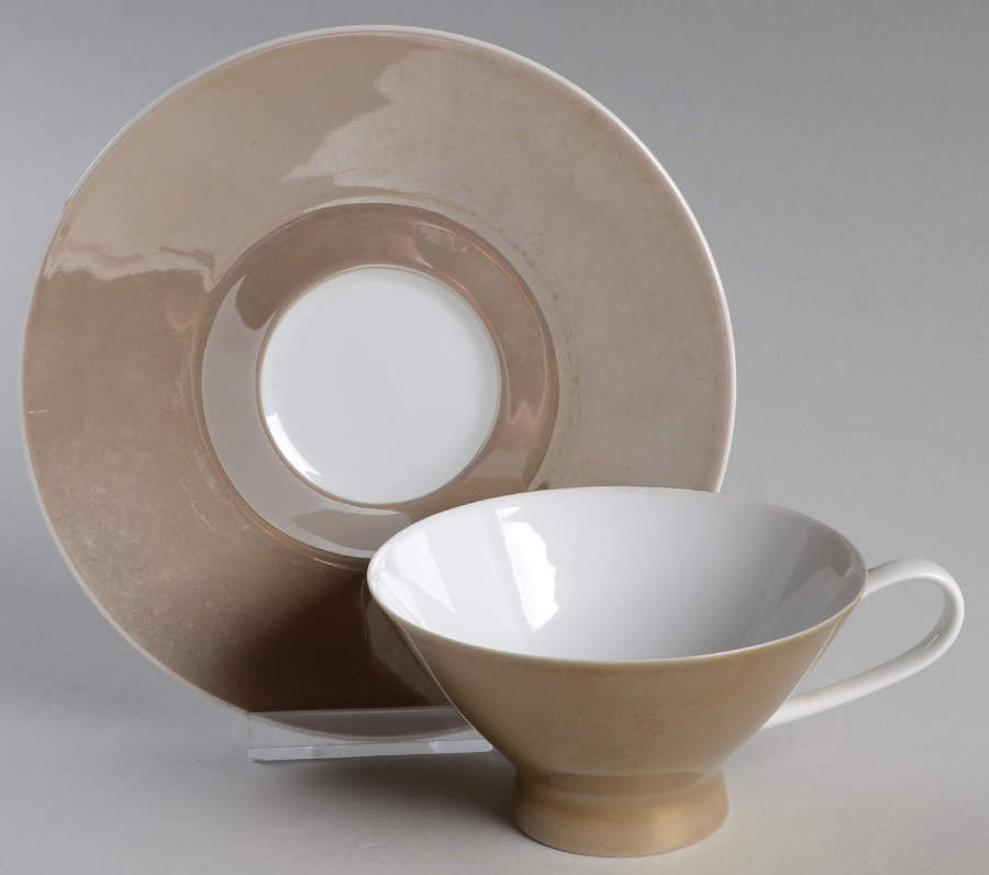 Crystalline Taupe Footed Cup & Saucer Set by Rosenthal - Continental-1