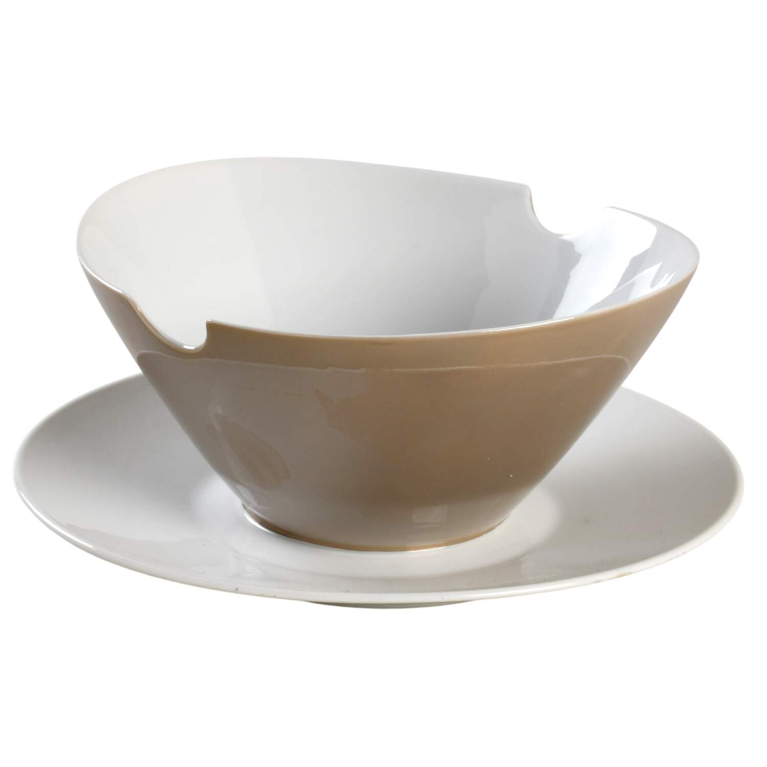 Crystalline Taupe Gravy Boat with Attached Underplate by Rosenthal - Continental-1