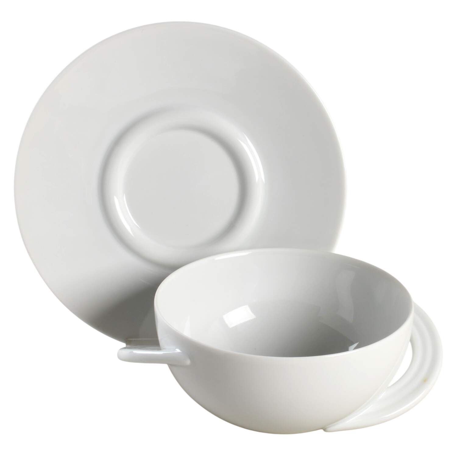 Cupola White Flat Cream Soup Bowl & Saucer Set by Rosenthal - Continental-1