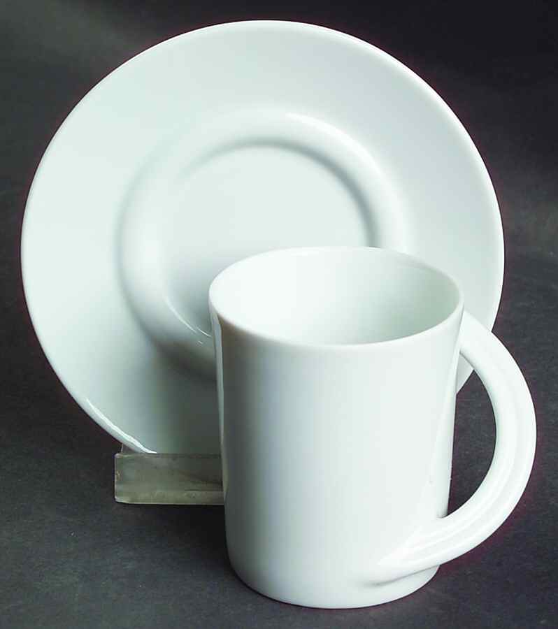 Cupola White Flat Demitasse Cup & Saucer Set by Rosenthal - Continental-1